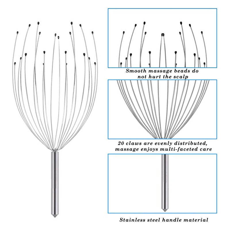 Scalp Massagers octopus Head Massage Stainless steel 20 Claw Scratcher for Deep Relaxation hair growth Stimulation Stress Relief