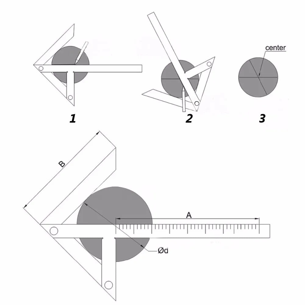 Chrome Plated Carbon Steel 4" 6" 8'' Precision Centering Square Gaging Center Gauge Round bar Mark Finder Tool Laser Engrave