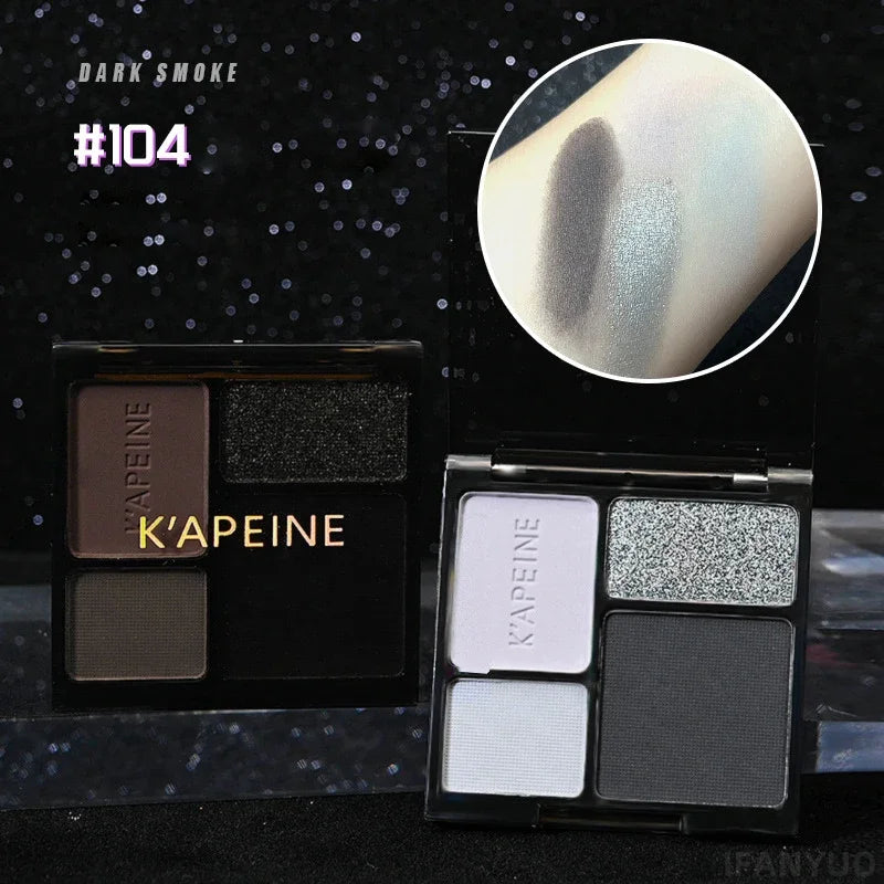 4-Color Glitter Blue Eyeshadow Palette Matte Pearl Shimmer Korean Acrylic Smoky Eye Shadow Palette Long Lasting Makeup Cosmetics