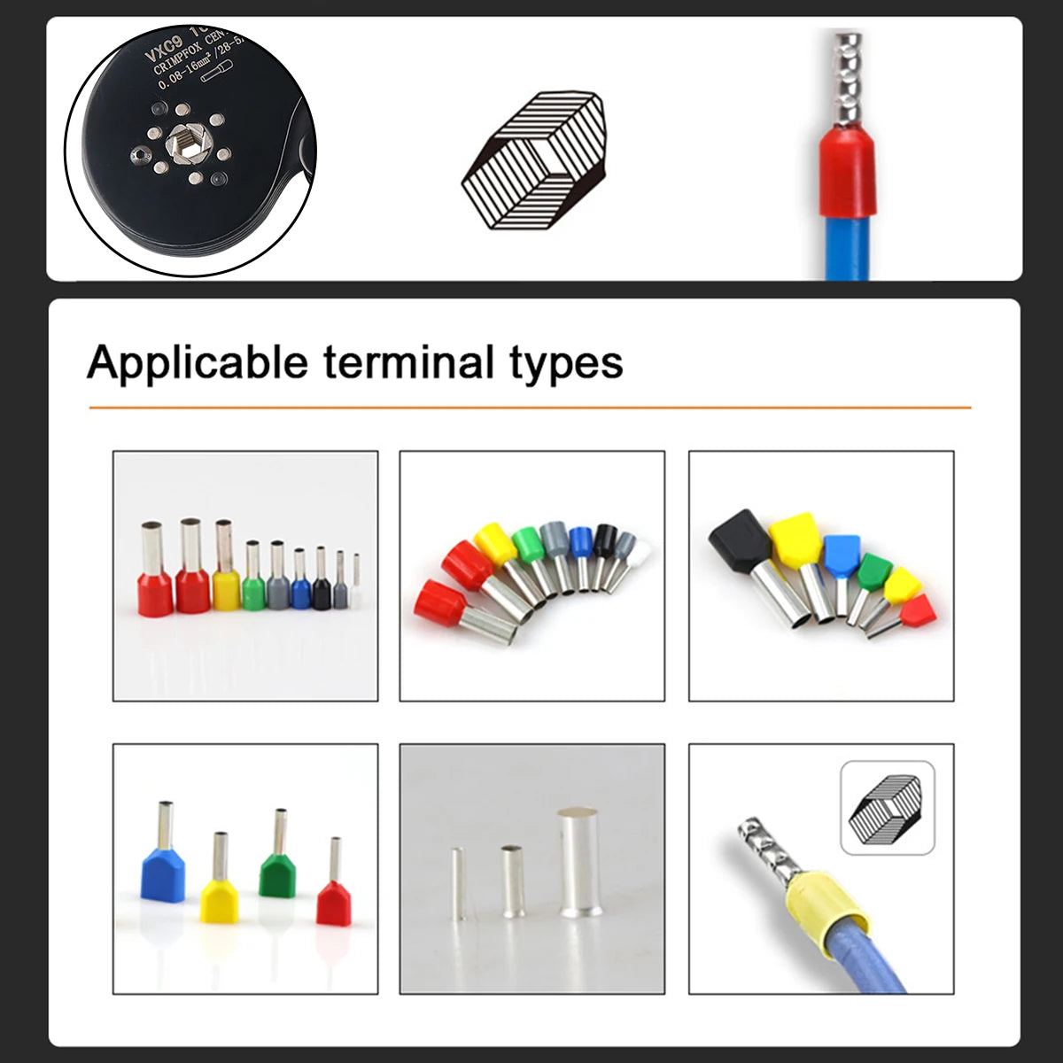 Tubular Terminal Crimper Kit 0.08-16mm² /0.25-10mm² HSC8 6-4/6-6/16-6 Electrical Crimping Pliers Clamp Sets Wire Tips Hand Tools