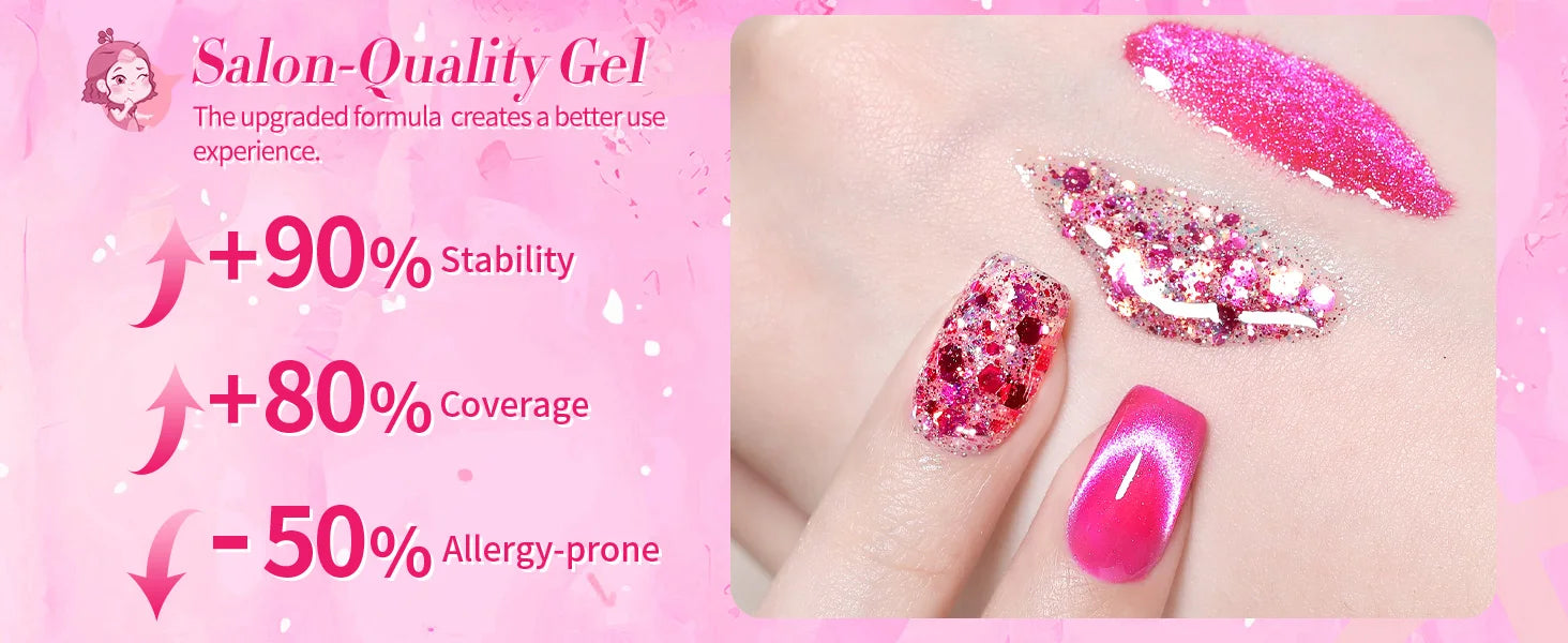 BORN PRETTY Pink Red Cat Magnetic Gel Nail Polish 10ml Jelly Amber Gorgeous Color Soak Off UV LED Semi Permanent Gel Nail Art