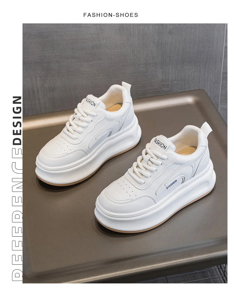 Fujin 8cm New Platform Wedge Sneakers Air Mesh Summer Sandals Shoes Women Shoes Spring Autumn Genuine Leather Vulcanize Footwear