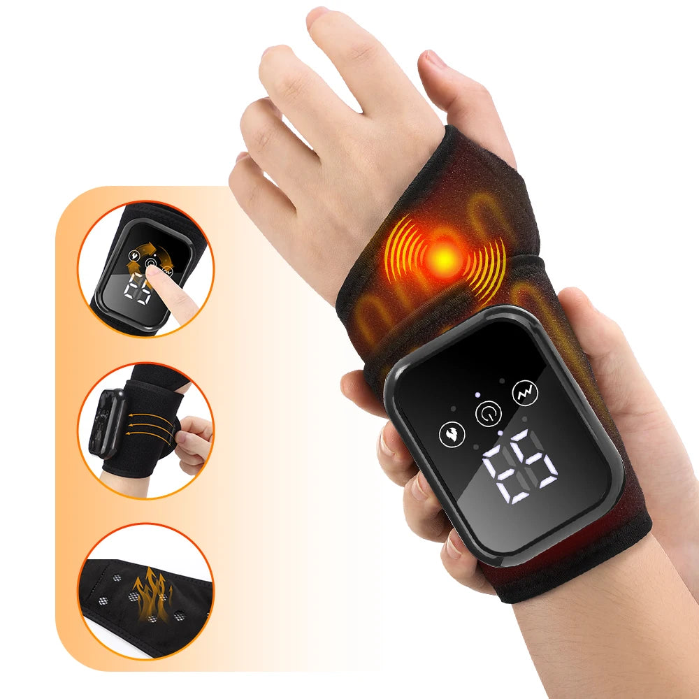 Electric Heating Wrist Massager Wrist Brace Protector Wrap Vibration Massage Relieves Tenosynovitis Carpal Tunnel Fatigue Relief