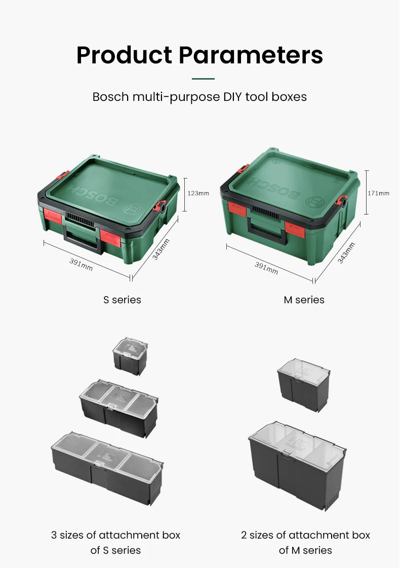 Bosch System Box Stackable Toolbox Multifunctional Stackable Tool Case Set S and M Carrying Case System Storage Box