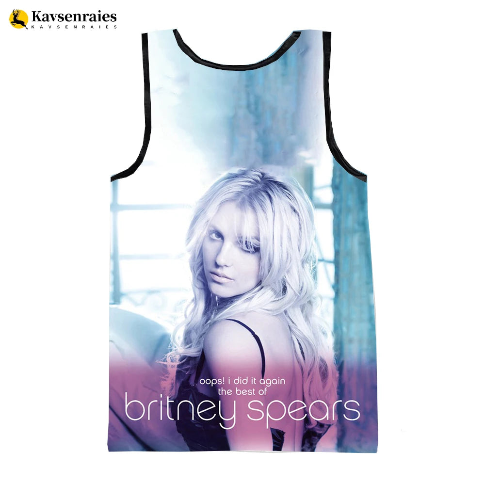Britney Spears 3D Printed Tank Tops Men Summer Vest Women Fashion Casual CoolSleeveless Shirts Hip Hop Oversized Men's Clothing