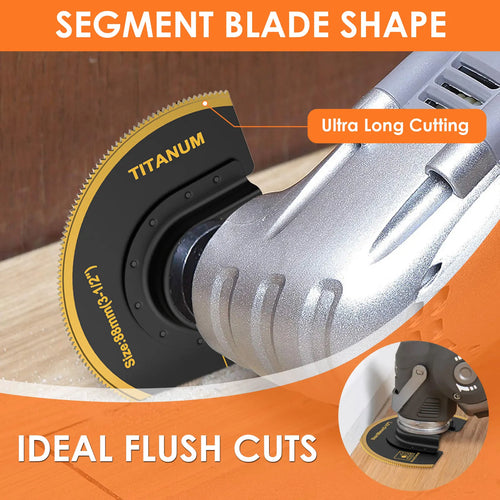 3Pcs Oscillating Saw Blades Bi-metal Titanium Coated Multitool Blades Semicircular Oscillating Blades for Wood Plastic Cutting