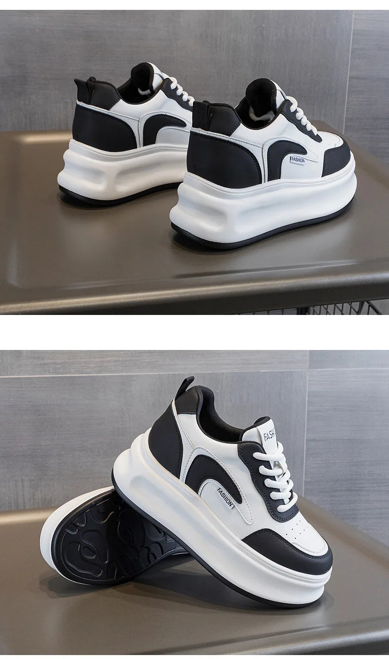 Fujin 8cm New Platform Wedge Sneakers Air Mesh Summer Sandals Shoes Women Shoes Spring Autumn Genuine Leather Vulcanize Footwear
