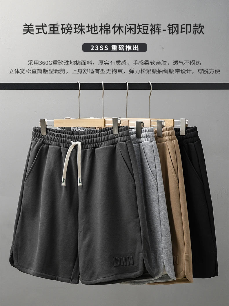 DUKEEN Heavyweight Pique Fabric Shorts for Men 2024 Summer Casual Basketball Five-Point Pants Grey Sports Jorts Men's Clothing