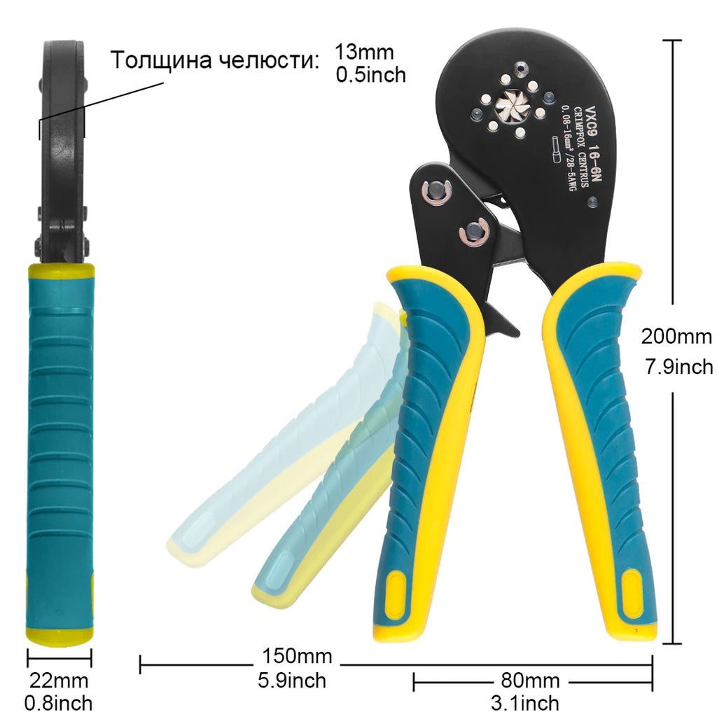 Tubular Terminal Crimper Kit 0.08-16mm² /0.25-10mm² HSC8 6-4/6-6/16-6 Electrical Crimping Pliers Clamp Sets Wire Tips Hand Tools
