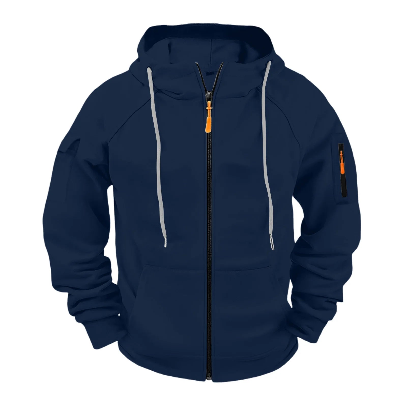 New Solid Color Casual Loose Large Size Men's Clothing Autumn and Winter Hooded Zipper Cardigan Sweater Cotton Blend