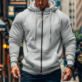 New Solid Color Casual Loose Large Size Men's Clothing Autumn and Winter Hooded Zipper Cardigan Sweater Cotton Blend