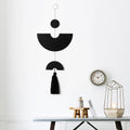 Boho Room Decor Black Wall Art Wood Dream Catcher Geometric Farmhouse Tassel Macrame Wall Hanging Bedroom Rustic Decor for Home