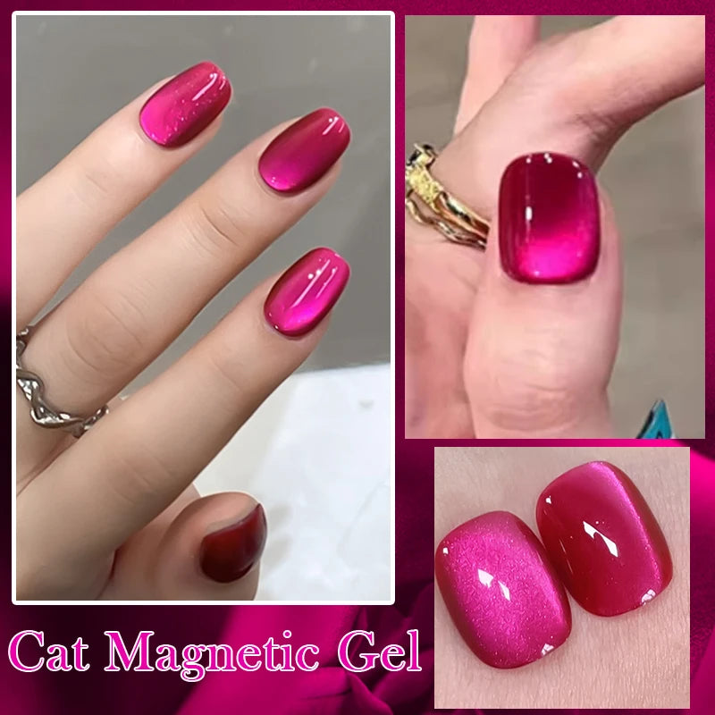 BORN PRETTY Pink Red Cat Magnetic Gel Nail Polish 10ml Jelly Amber Gorgeous Color Soak Off UV LED Semi Permanent Gel Nail Art