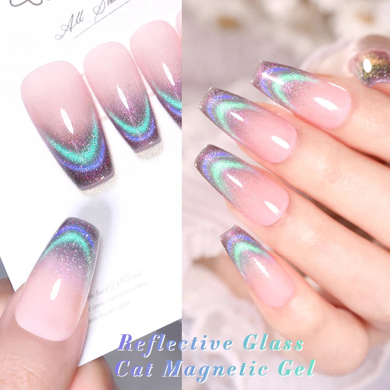 BORN PRETTY Pink Red Cat Magnetic Gel Nail Polish 10ml Jelly Amber Gorgeous Color Soak Off UV LED Semi Permanent Gel Nail Art