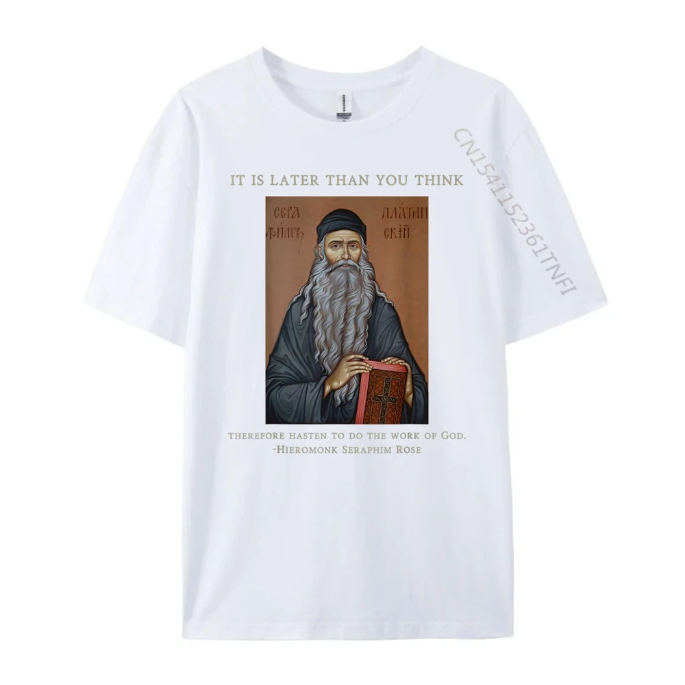 Eastern Orthodox Christian Seraphim Rose Green And White Graphic T Shirt Men's Clothing Deals