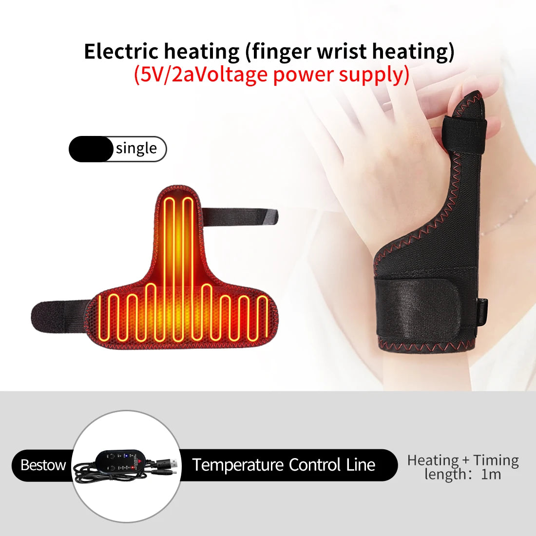 New Electric Finger Massager 3 Gears Heat Vibration Kneading Arthritis Carpal Tunnel Relief USB-Powered Portable Rapid fever
