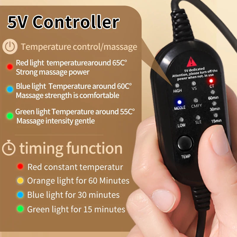 New Electric Finger Massager 3 Gears Heat Vibration Kneading Arthritis Carpal Tunnel Relief USB-Powered Portable Rapid fever