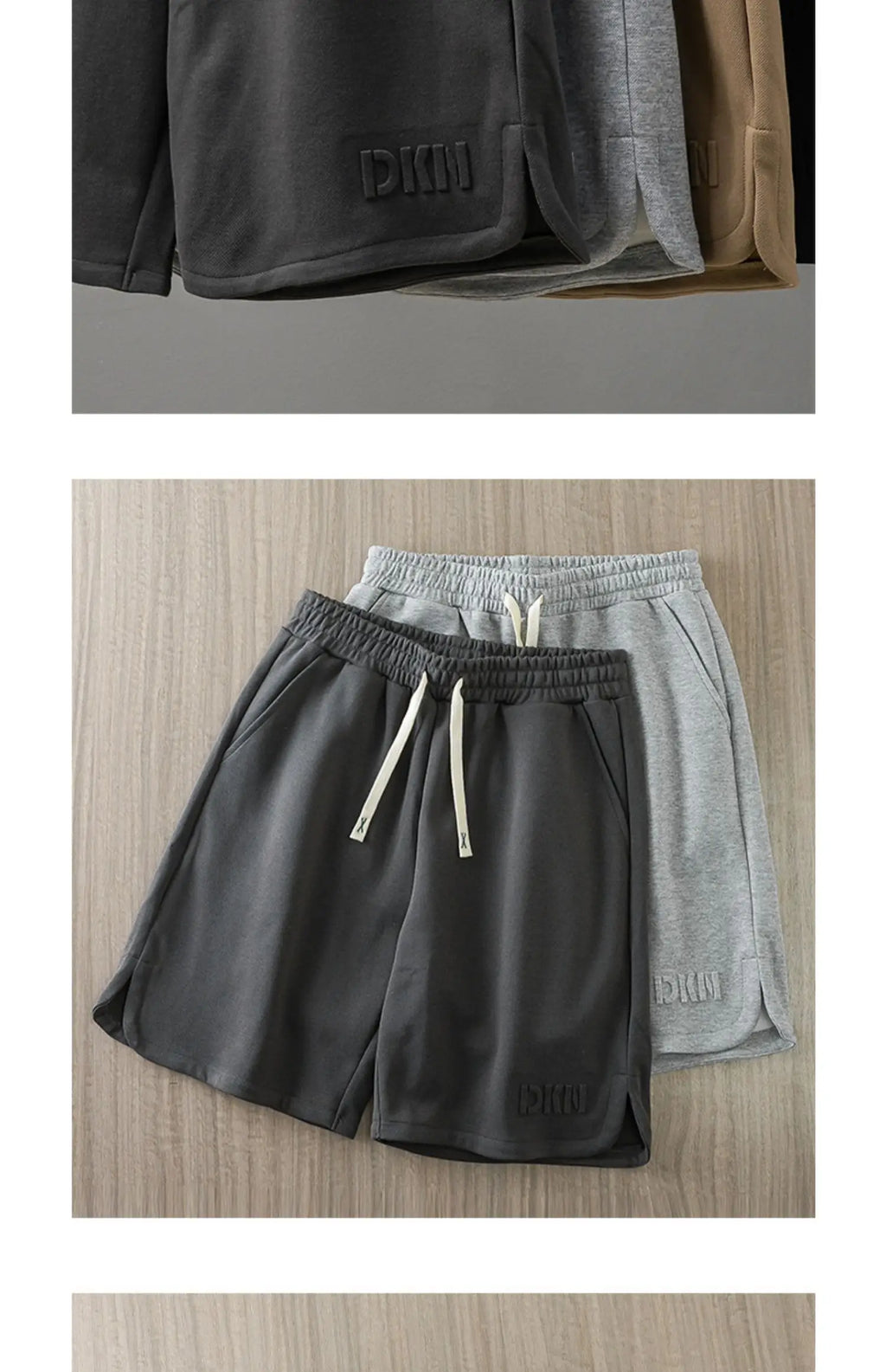 DUKEEN Heavyweight Pique Fabric Shorts for Men 2024 Summer Casual Basketball Five-Point Pants Grey Sports Jorts Men's Clothing