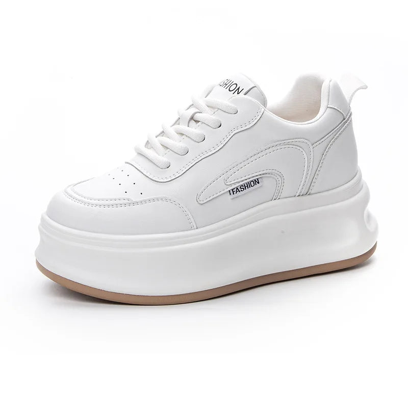 Fujin 8cm New Platform Wedge Sneakers Air Mesh Summer Sandals Shoes Women Shoes Spring Autumn Genuine Leather Vulcanize Footwear