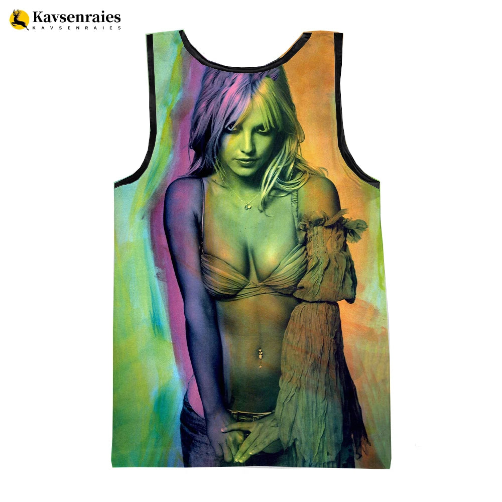 Britney Spears 3D Printed Tank Tops Men Summer Vest Women Fashion Casual CoolSleeveless Shirts Hip Hop Oversized Men's Clothing