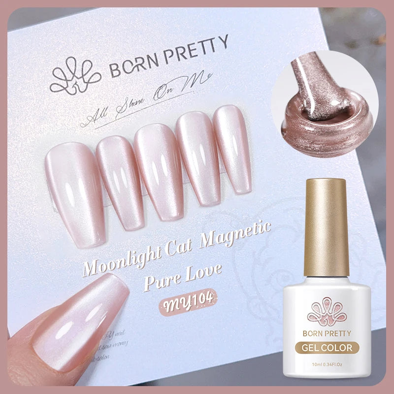 BORN PRETTY Pink Red Cat Magnetic Gel Nail Polish 10ml Jelly Amber Gorgeous Color Soak Off UV LED Semi Permanent Gel Nail Art