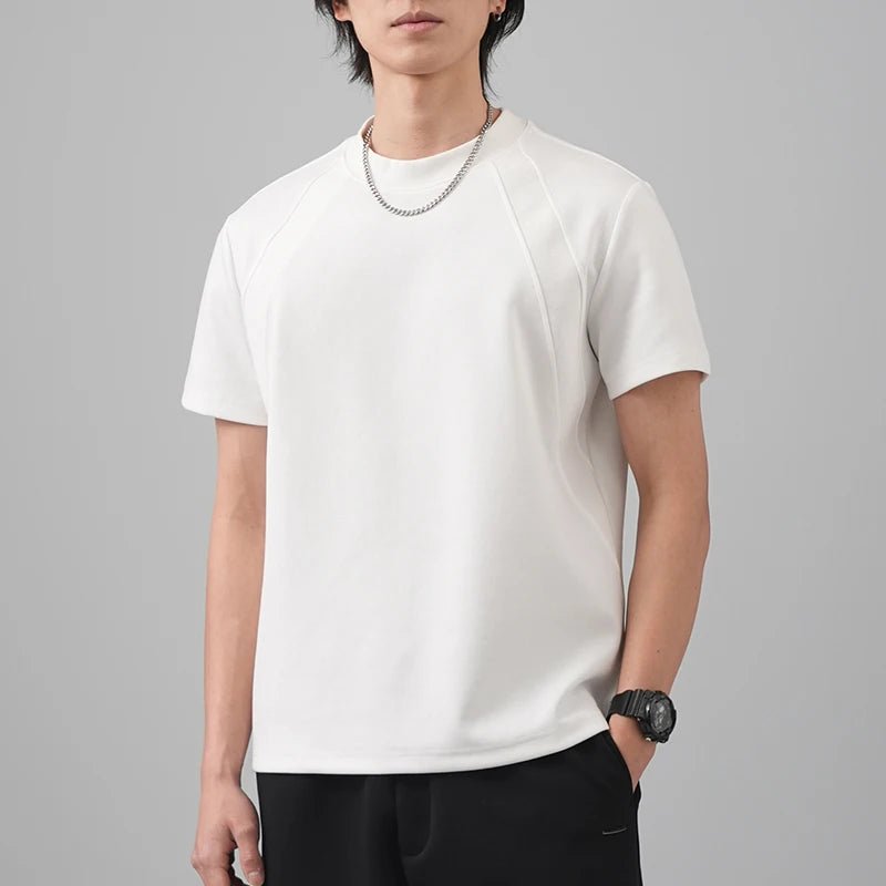 DUKEEN 280G Heavyweight Men's T Shirt Summer New Trendy Panelled Top Solid Color Short-Sleeves Tees Men's Clothing