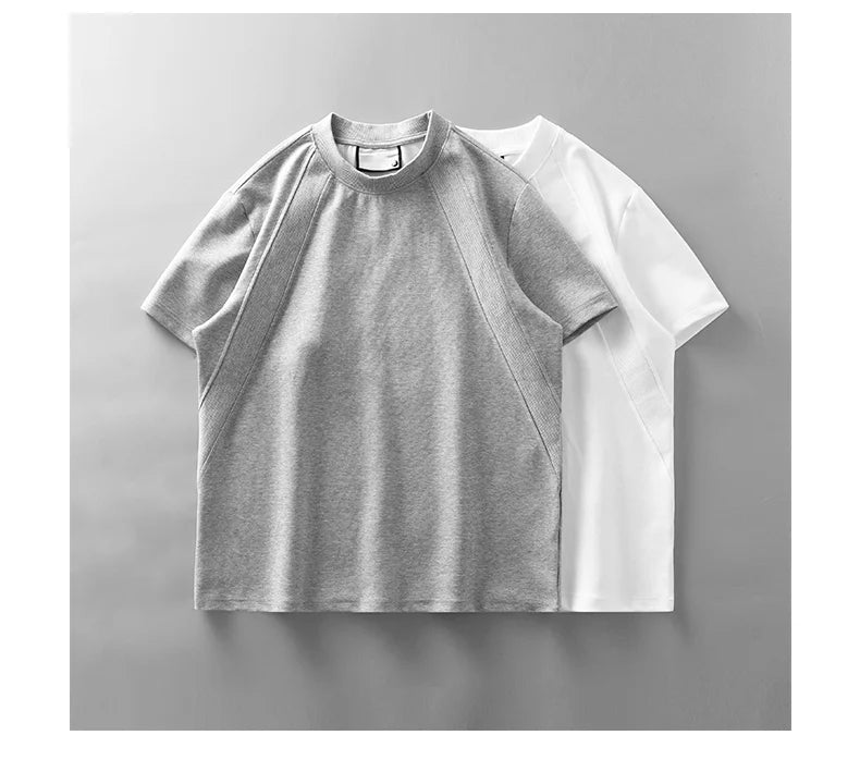 DUKEEN 280G Heavyweight Men's T Shirt Summer New Trendy Panelled Top Solid Color Short-Sleeves Tees Men's Clothing