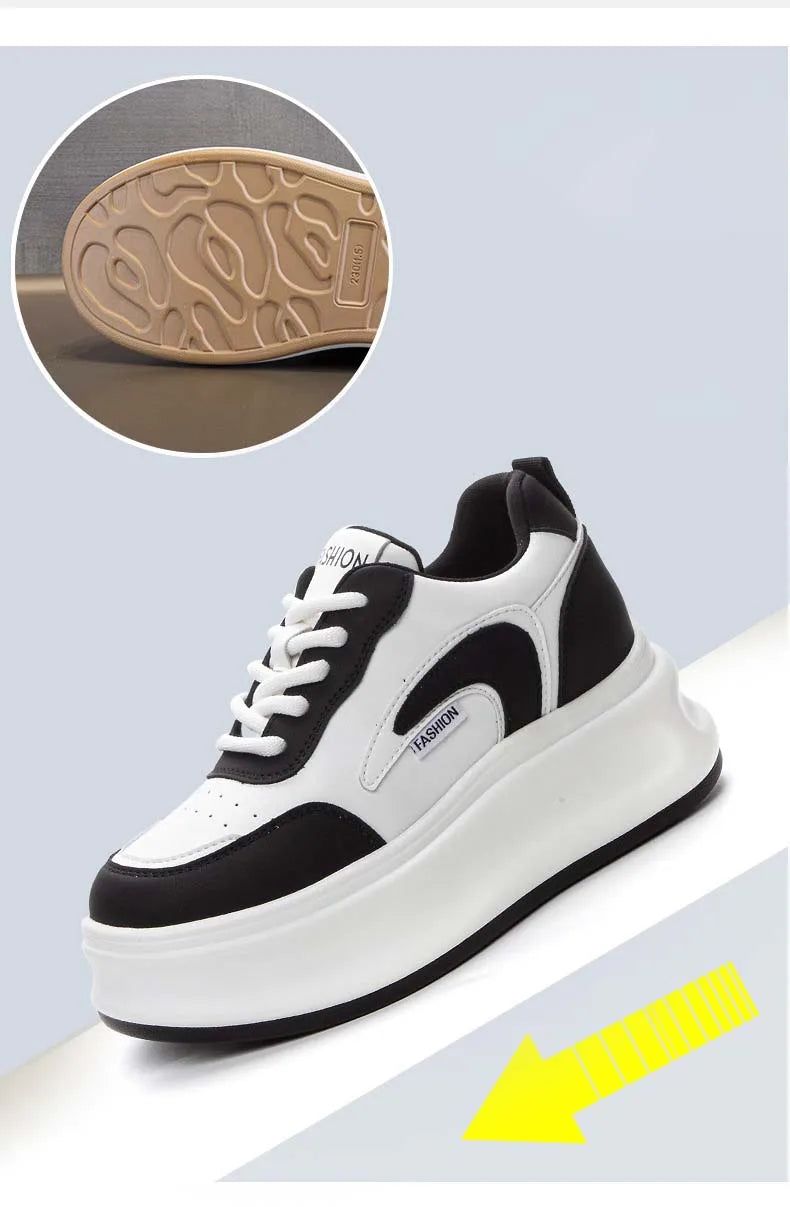 Fujin 8cm New Platform Wedge Sneakers Air Mesh Summer Sandals Shoes Women Shoes Spring Autumn Genuine Leather Vulcanize Footwear