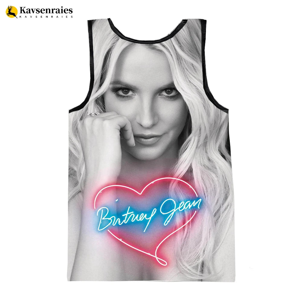 Britney Spears 3D Printed Tank Tops Men Summer Vest Women Fashion Casual CoolSleeveless Shirts Hip Hop Oversized Men's Clothing