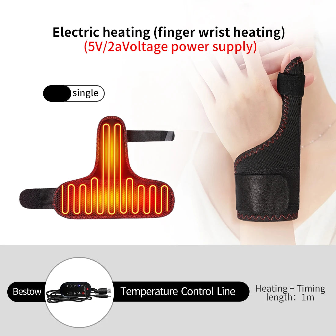Electric Finger Massager Heat Therapy Carpal Tunnel Syndrome Arthritis Wrist Joint Vibration Kneading Muscle Relaxation Home Use