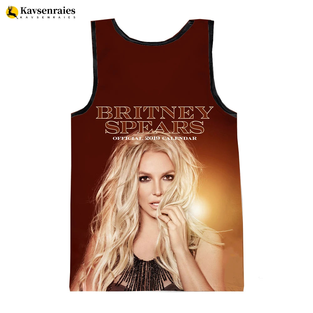 Britney Spears 3D Printed Tank Tops Men Summer Vest Women Fashion Casual CoolSleeveless Shirts Hip Hop Oversized Men's Clothing