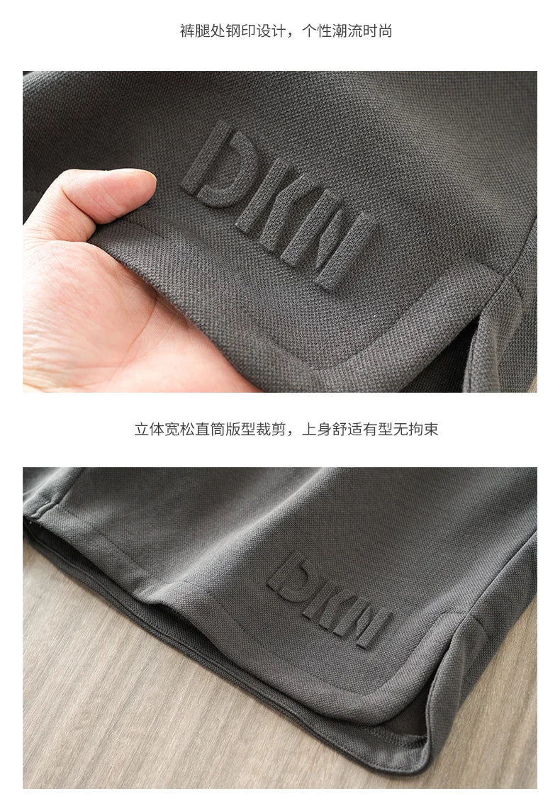 DUKEEN Heavyweight Pique Fabric Shorts for Men 2024 Summer Casual Basketball Five-Point Pants Grey Sports Jorts Men's Clothing