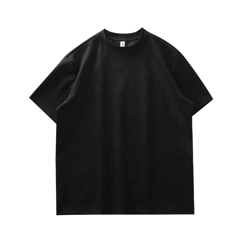 DUKEEN 280G Heavyweight Men's T Shirt Summer New Trendy Panelled Top Solid Color Short-Sleeves Tees Men's Clothing