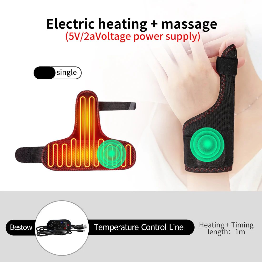Electric Finger Massager Heat Therapy Carpal Tunnel Syndrome Arthritis Wrist Joint Vibration Kneading Muscle Relaxation Home Use