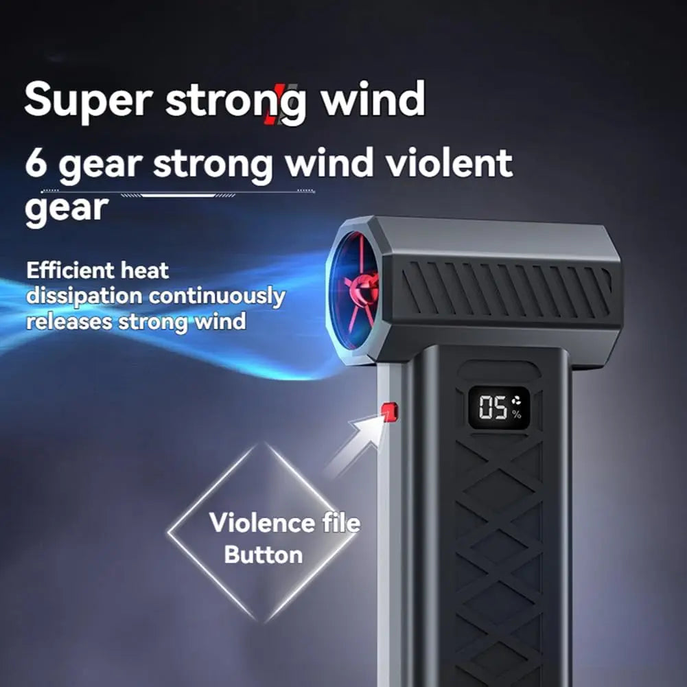 Air Blower Electric Turbo Violent Fan Brushless Motor High-Speed Turbo Fan USB Rechargeable Powerful Air Dust Blower 6 Gear