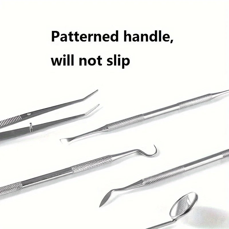 6-Piece Tooth Tools Set,Stainless Steel Oral Hygiene Kit With Mouth Mirror, Scaler&Pick Tools,Non-Slip Handle Teeth Cleaning Kit