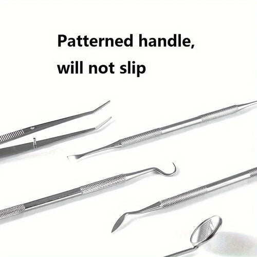 6-Piece Tooth Tools Set,Stainless Steel Oral Hygiene Kit With Mouth Mirror, Scaler&Pick Tools,Non-Slip Handle Teeth Cleaning Kit