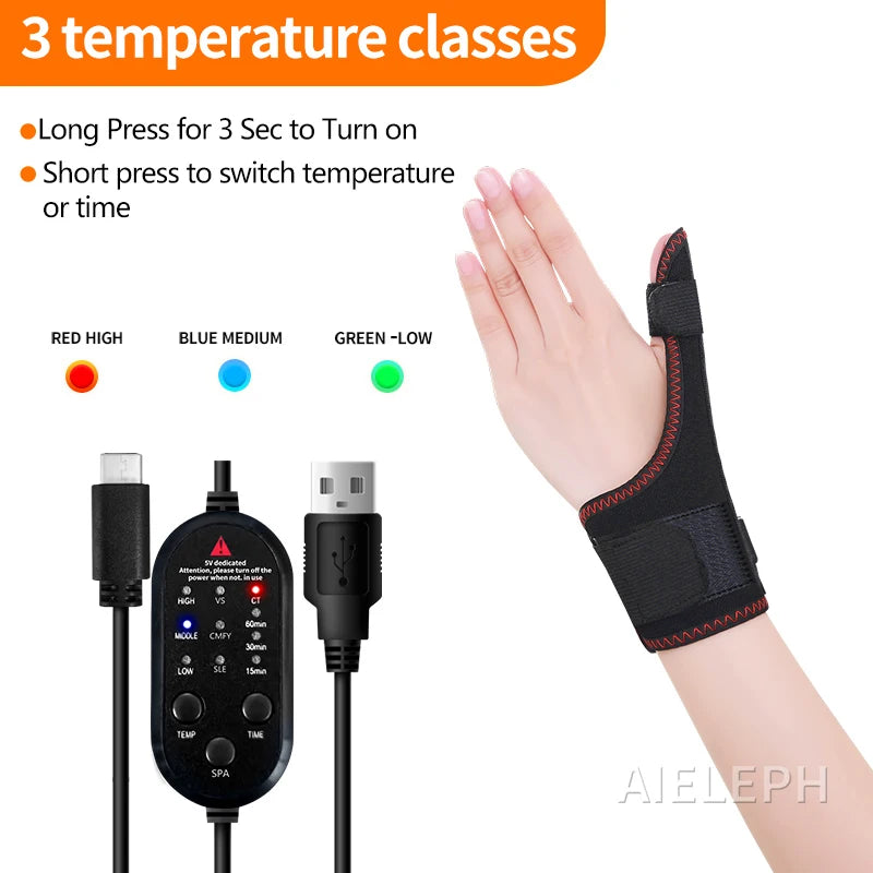 Electric Finger Massager Heat Therapy Carpal Tunnel Syndrome Arthritis Wrist Joint Vibration Kneading Muscle Relaxation Home Use