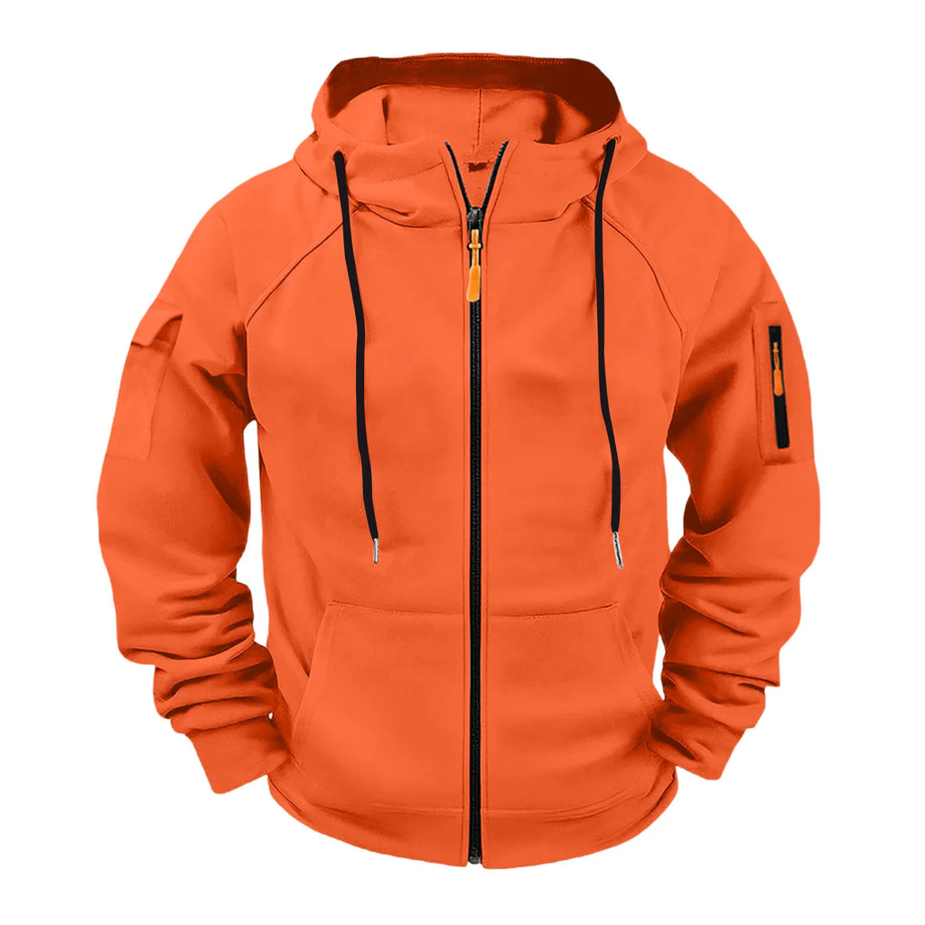 New Solid Color Casual Loose Large Size Men's Clothing Autumn and Winter Hooded Zipper Cardigan Sweater Cotton Blend