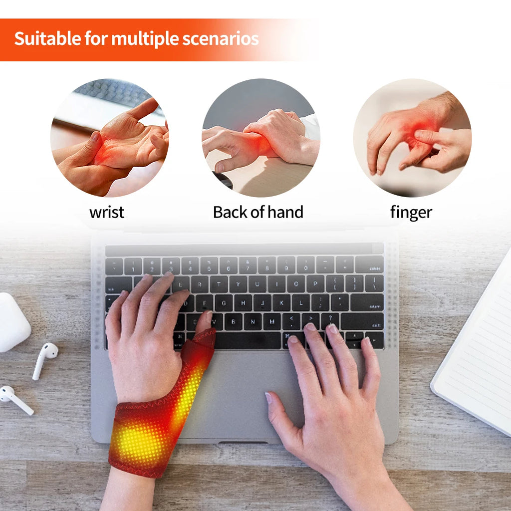 Electric Finger Massager Heat Therapy Carpal Tunnel Syndrome Arthritis Wrist Joint Vibration Kneading Muscle Relaxation Home Use