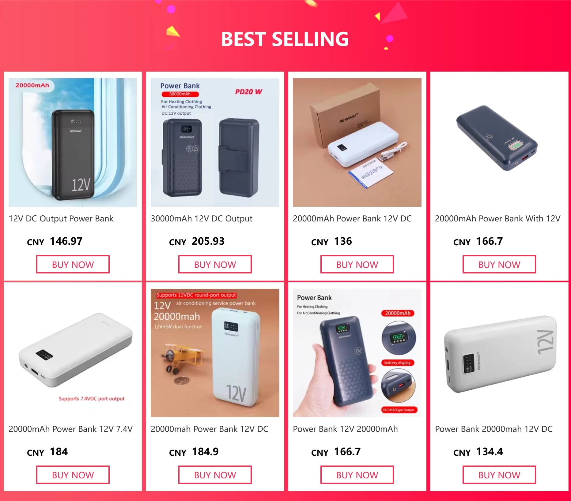Power Bank 20000mah 12V DC Output Portable Battery External Charging Variable Speed Charger For iPhone Air Conditioned Clothing