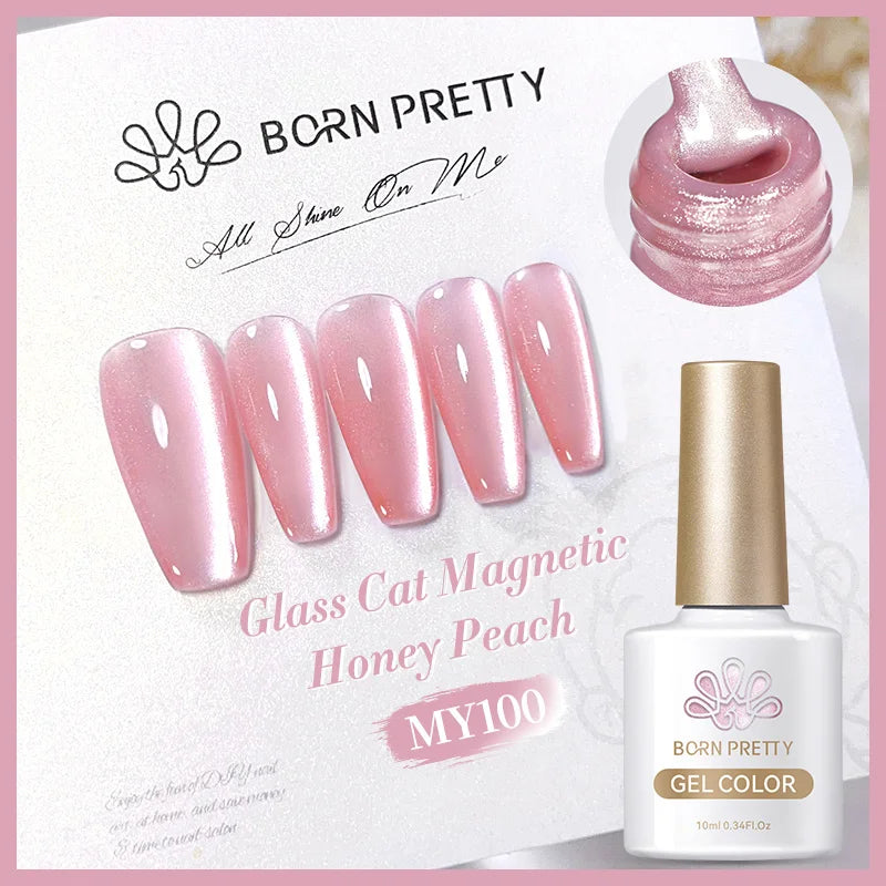 BORN PRETTY Pink Red Cat Magnetic Gel Nail Polish 10ml Jelly Amber Gorgeous Color Soak Off UV LED Semi Permanent Gel Nail Art
