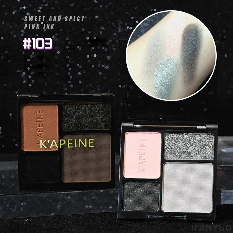 4-Color Glitter Blue Eyeshadow Palette Matte Pearl Shimmer Korean Acrylic Smoky Eye Shadow Palette Long Lasting Makeup Cosmetics