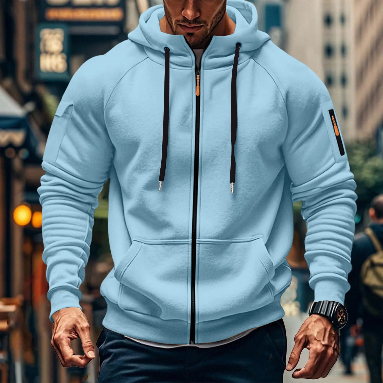 New Solid Color Casual Loose Large Size Men's Clothing Autumn and Winter Hooded Zipper Cardigan Sweater Cotton Blend