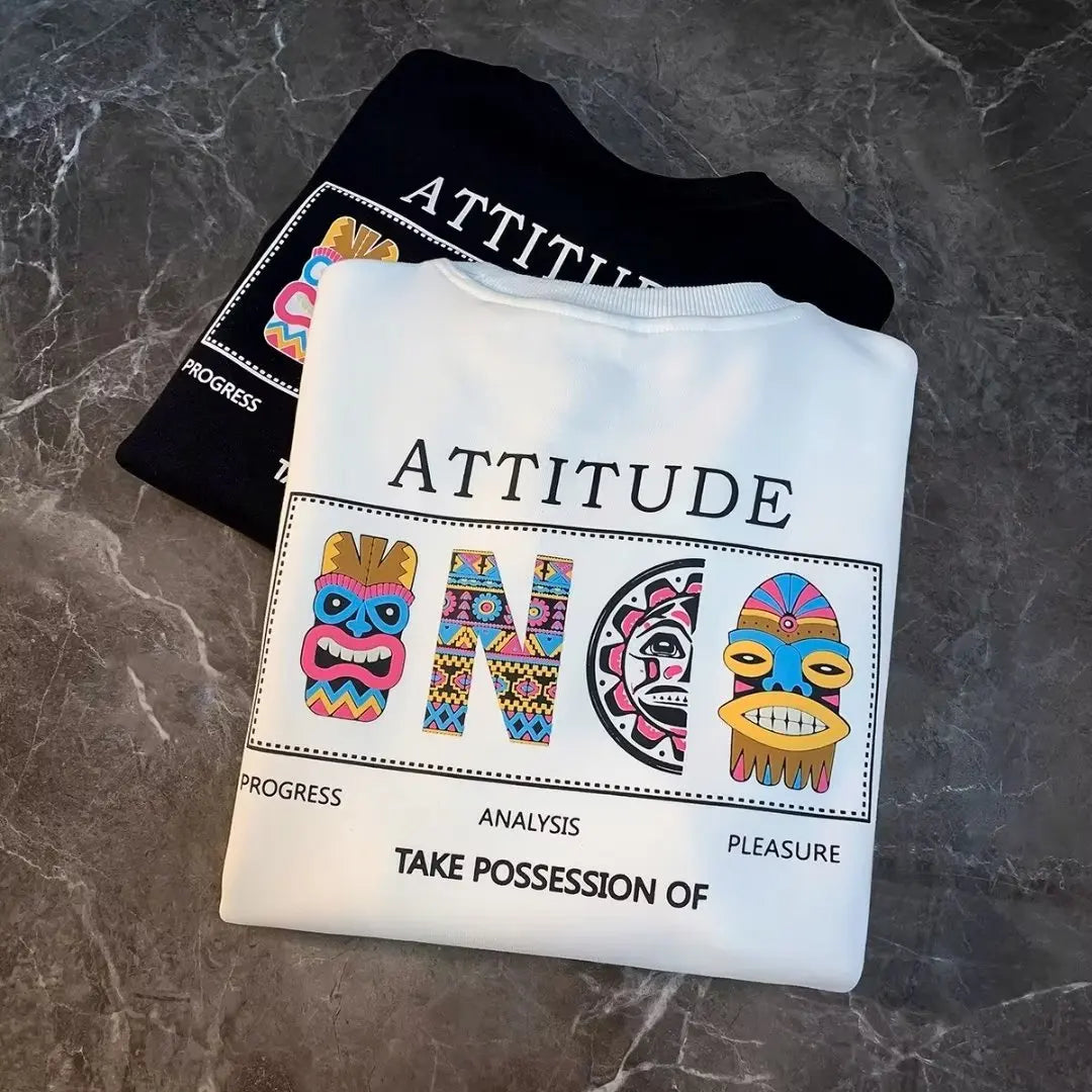 American Men's Sweatshirt Autumn Vintage Graphic Long Sleeve T-shirt Daily Home Casual Men's Clothing Oversized Loose White Top