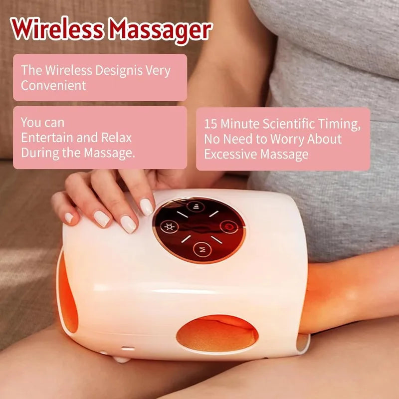 Portable Wireless Rechargeable Electric Hand Massager Hot Compress Air Pressure Compression Airbags Finger Palm Massage Features