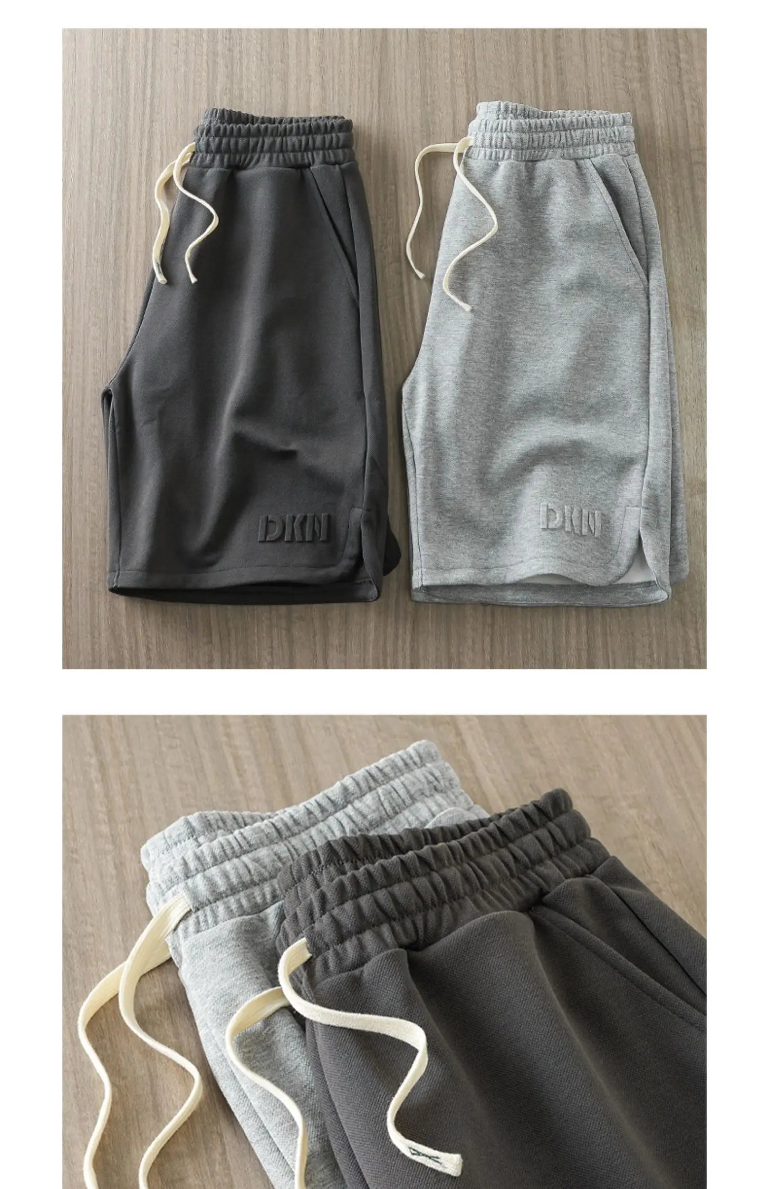 DUKEEN Heavyweight Pique Fabric Shorts for Men 2024 Summer Casual Basketball Five-Point Pants Grey Sports Jorts Men's Clothing