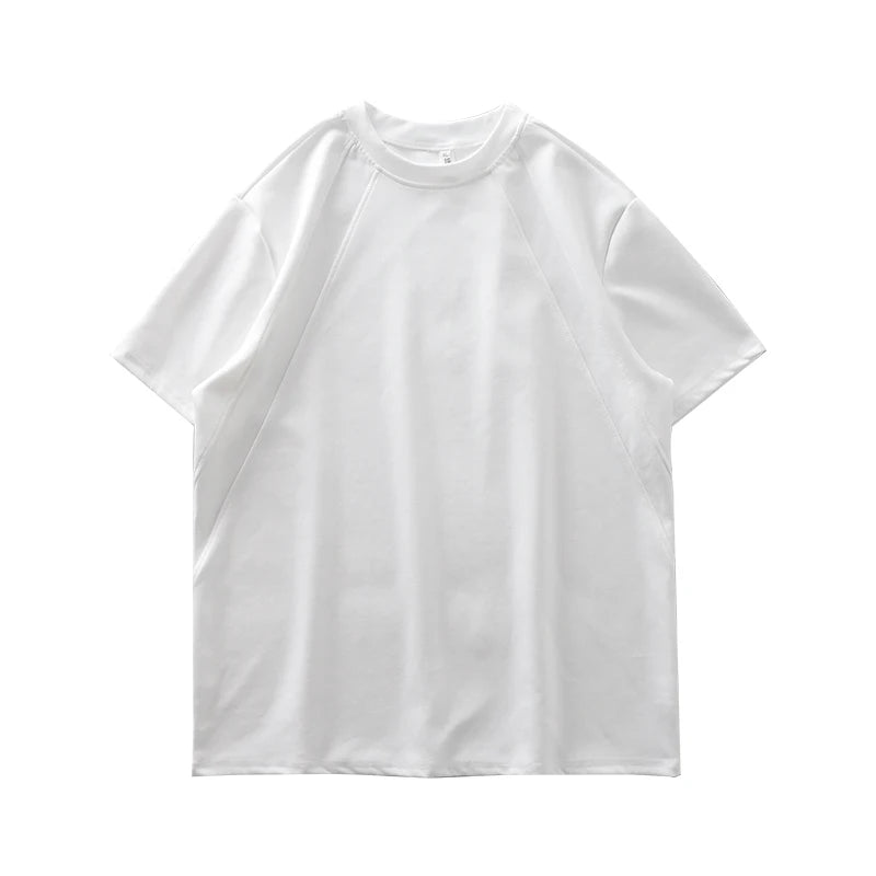 DUKEEN 280G Heavyweight Men's T Shirt Summer New Trendy Panelled Top Solid Color Short-Sleeves Tees Men's Clothing