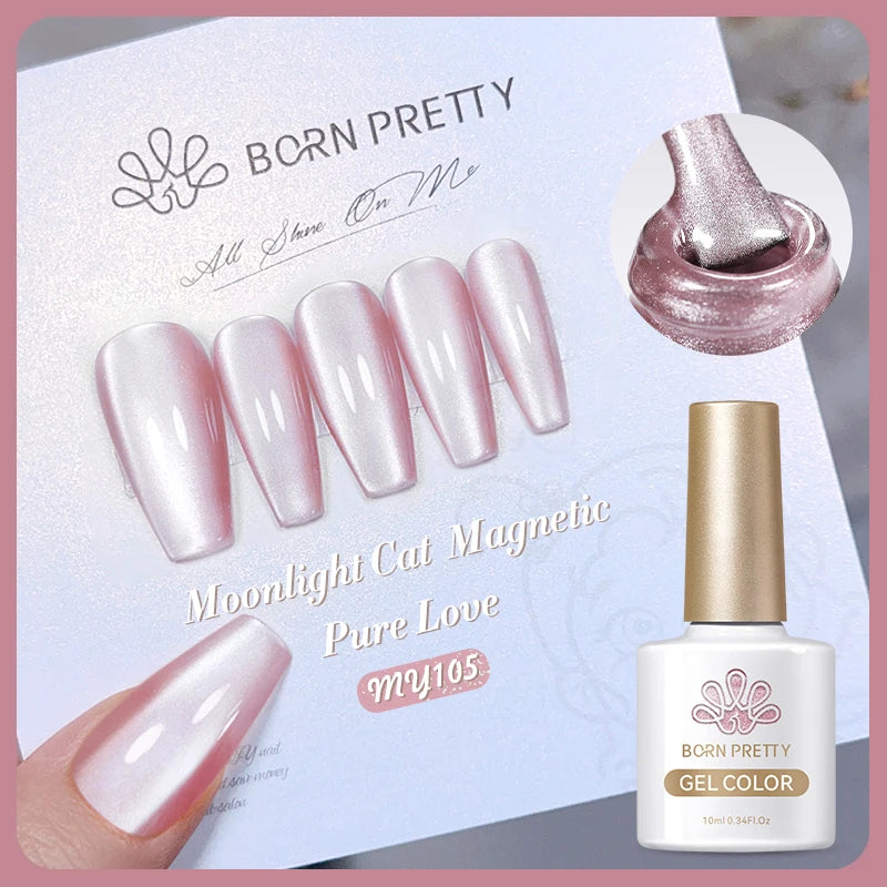 BORN PRETTY Pink Red Cat Magnetic Gel Nail Polish 10ml Jelly Amber Gorgeous Color Soak Off UV LED Semi Permanent Gel Nail Art