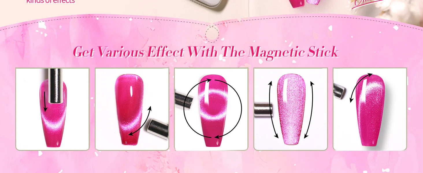 BORN PRETTY Pink Red Cat Magnetic Gel Nail Polish 10ml Jelly Amber Gorgeous Color Soak Off UV LED Semi Permanent Gel Nail Art
